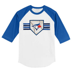 Toronto Blue Jays Tiny Turnip Youth Base Stripe 3/4-Sleeve Raglan T-Shirt - White/Royal