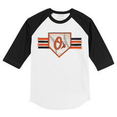 Baltimore Orioles Tiny Turnip Youth Base Stripe 3/4-Sleeve Raglan T-Shirt - White/Black