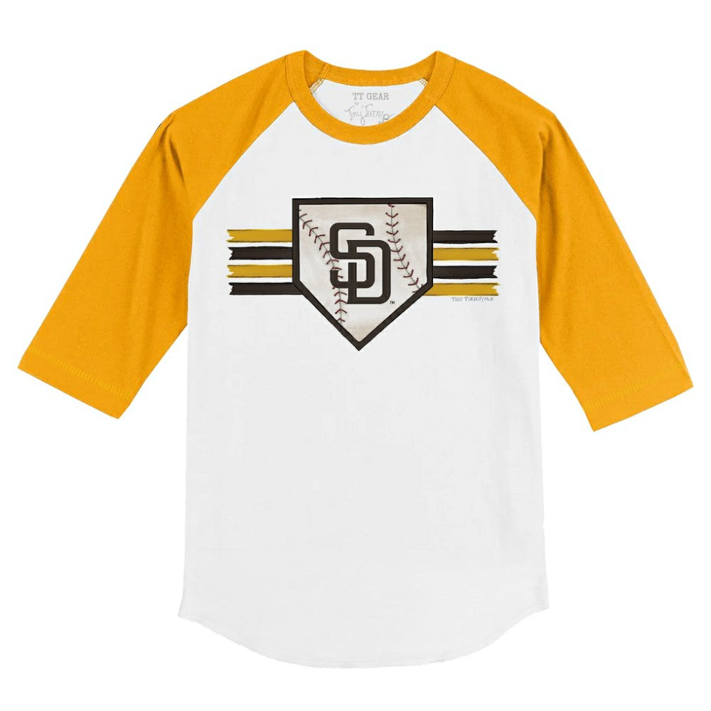 San Diego Padres Tiny Turnip Youth Base Stripe 3/4-Sleeve Raglan T-Shirt - White/Gold