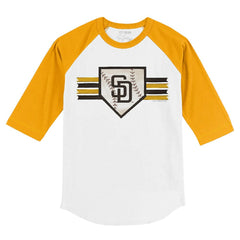San Diego Padres Tiny Turnip Youth Base Stripe 3/4-Sleeve Raglan T-Shirt - White/Gold