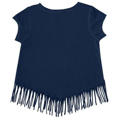Houston Astros Tiny Turnip Girls Youth Baseball Bow Fringe T-Shirt - Navy