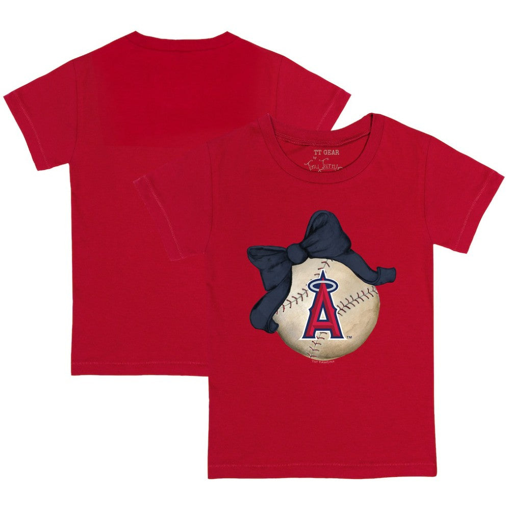Los Angeles Angels Tiny Turnip Youth Baseball Bow T-Shirt - Red