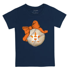 Houston Astros Tiny Turnip Youth Baseball Bow T-Shirt - Navy