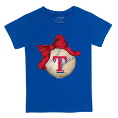 Texas Rangers Tiny Turnip Youth Baseball Bow T-Shirt - Royal