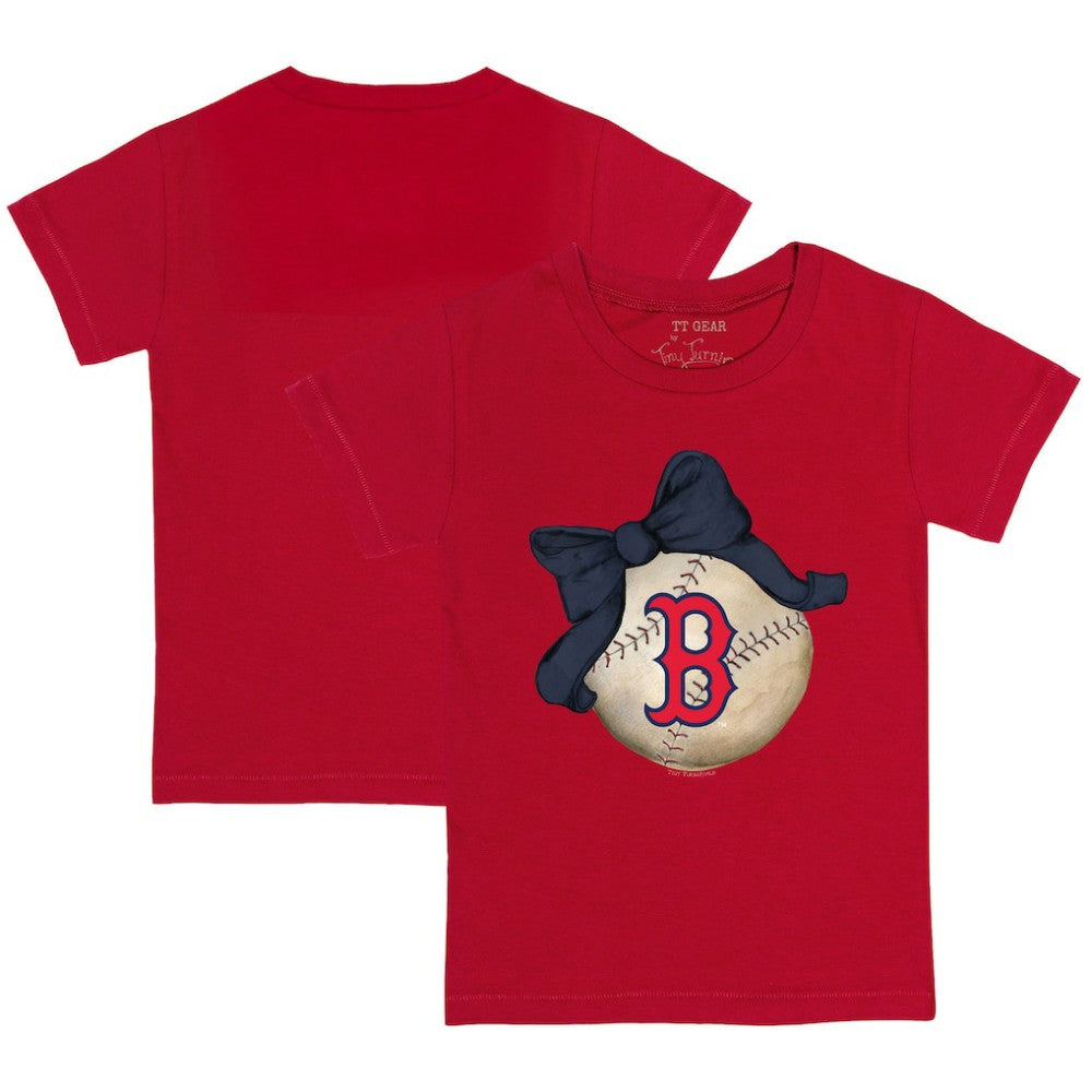 Boston Red Sox Tiny Turnip Youth Baseball Bow T-Shirt - Red