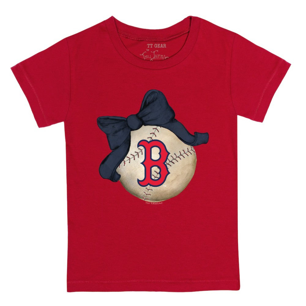 Boston Red Sox Tiny Turnip Youth Baseball Bow T-Shirt - Red