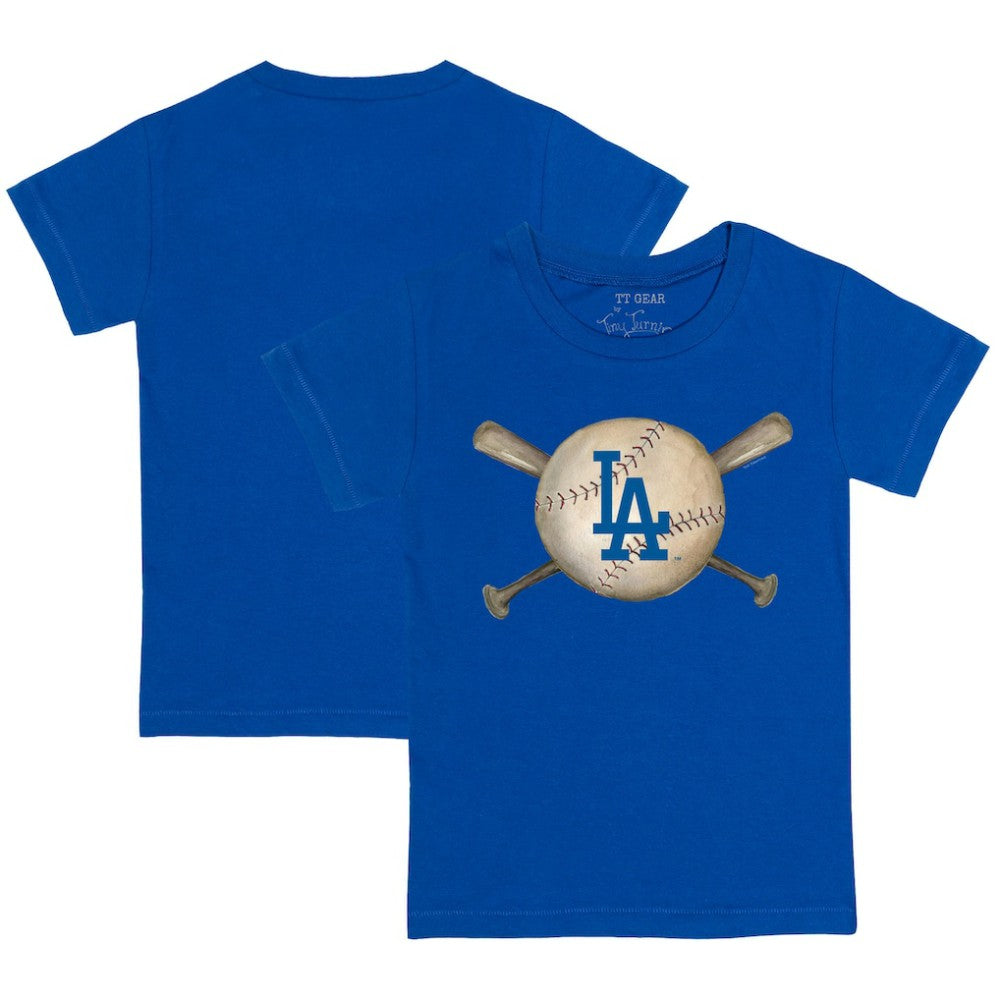 Los Angeles Dodgers Tiny Turnip Youth Baseball Cross Bats T-Shirt - Royal