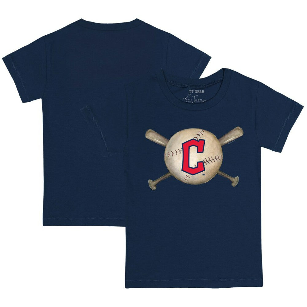 Cleveland Guardians Tiny Turnip Youth Baseball Cross Bats T-Shirt - Navy
