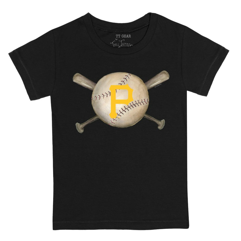 Pittsburgh Pirates Tiny Turnip Youth Baseball Cross Bats T-Shirt - Black