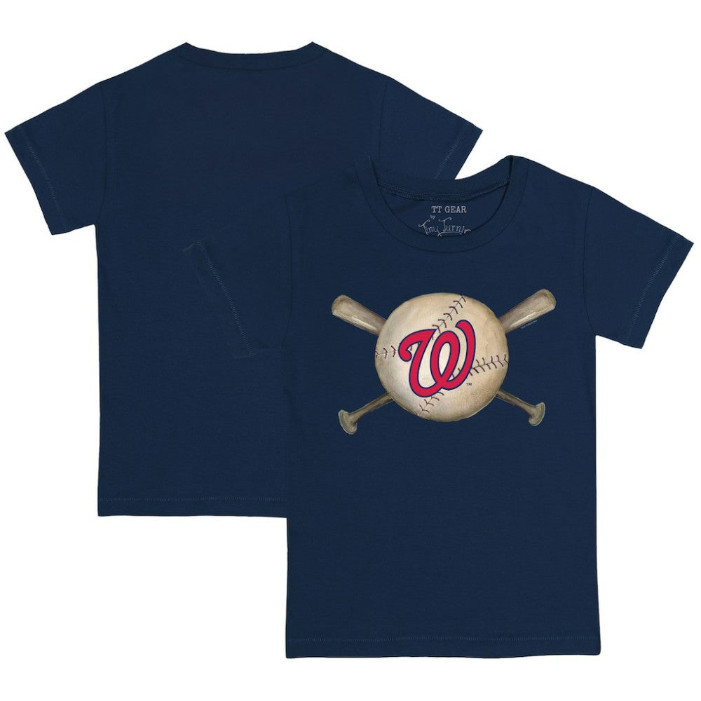 Washington Nationals Tiny Turnip Youth Baseball Cross Bats T-Shirt - Navy