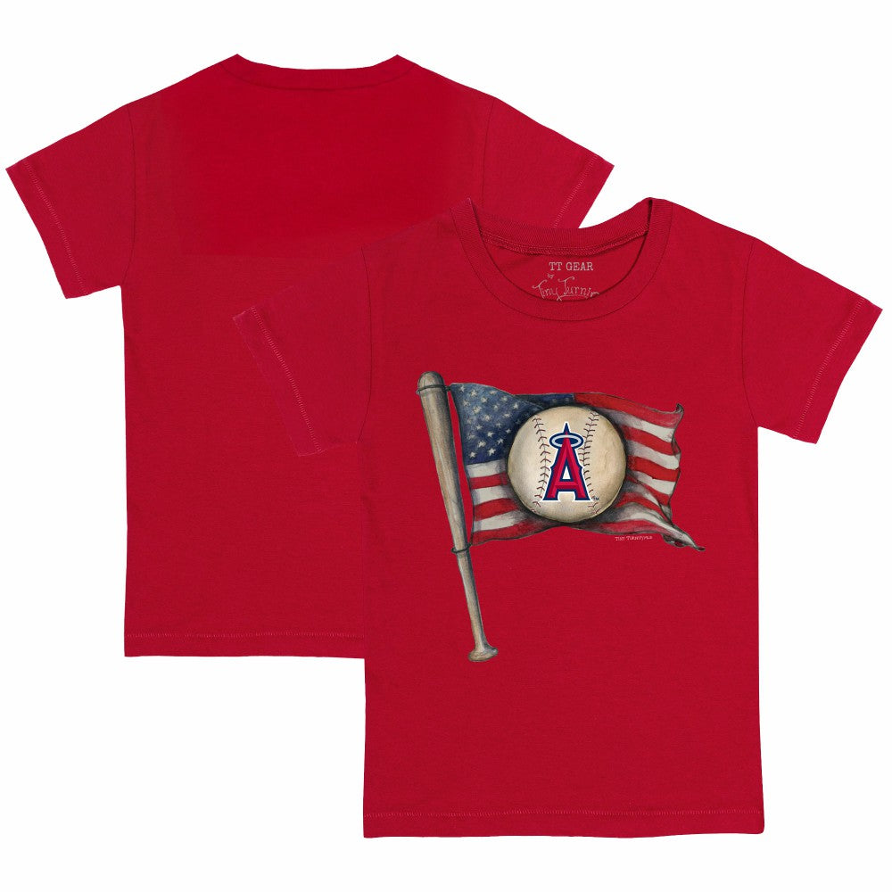 Los Angeles Angels Tiny Turnip Youth Baseball Flag T-Shirt - Red