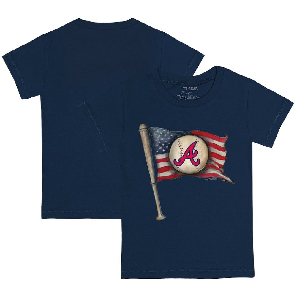 Atlanta Braves Tiny Turnip Youth Baseball Flag T-Shirt - Navy