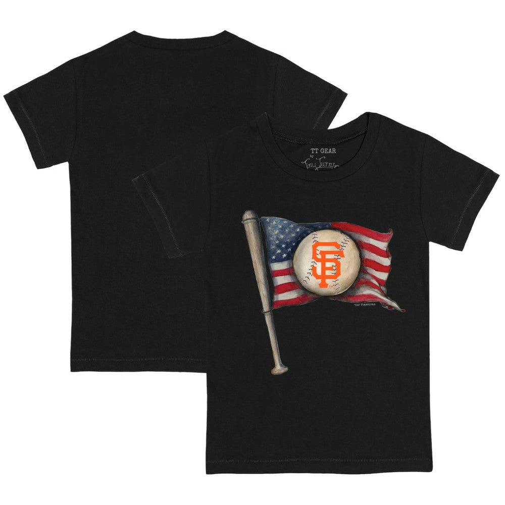 San Francisco Giants Tiny Turnip Youth Baseball Flag T-Shirt - Black