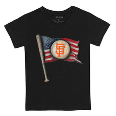 San Francisco Giants Tiny Turnip Youth Baseball Flag T-Shirt - Black