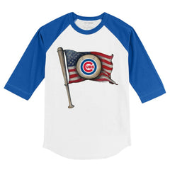 Chicago Cubs Tiny Turnip Youth Baseball Flag 3/4-Sleeve Raglan T-Shirt - White/Royal