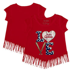 St. Louis Cardinals Tiny Turnip Girls Youth Baseball Love Fringe T-Shirt - Red