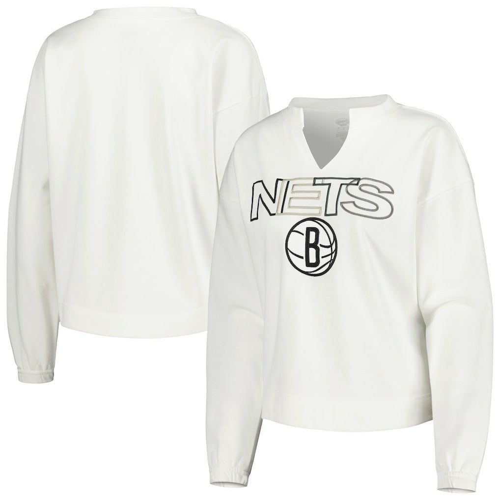 Brooklyn Nets Concepts Sport Women's Sunray Notch Neck Long Sleeve Top - White discount