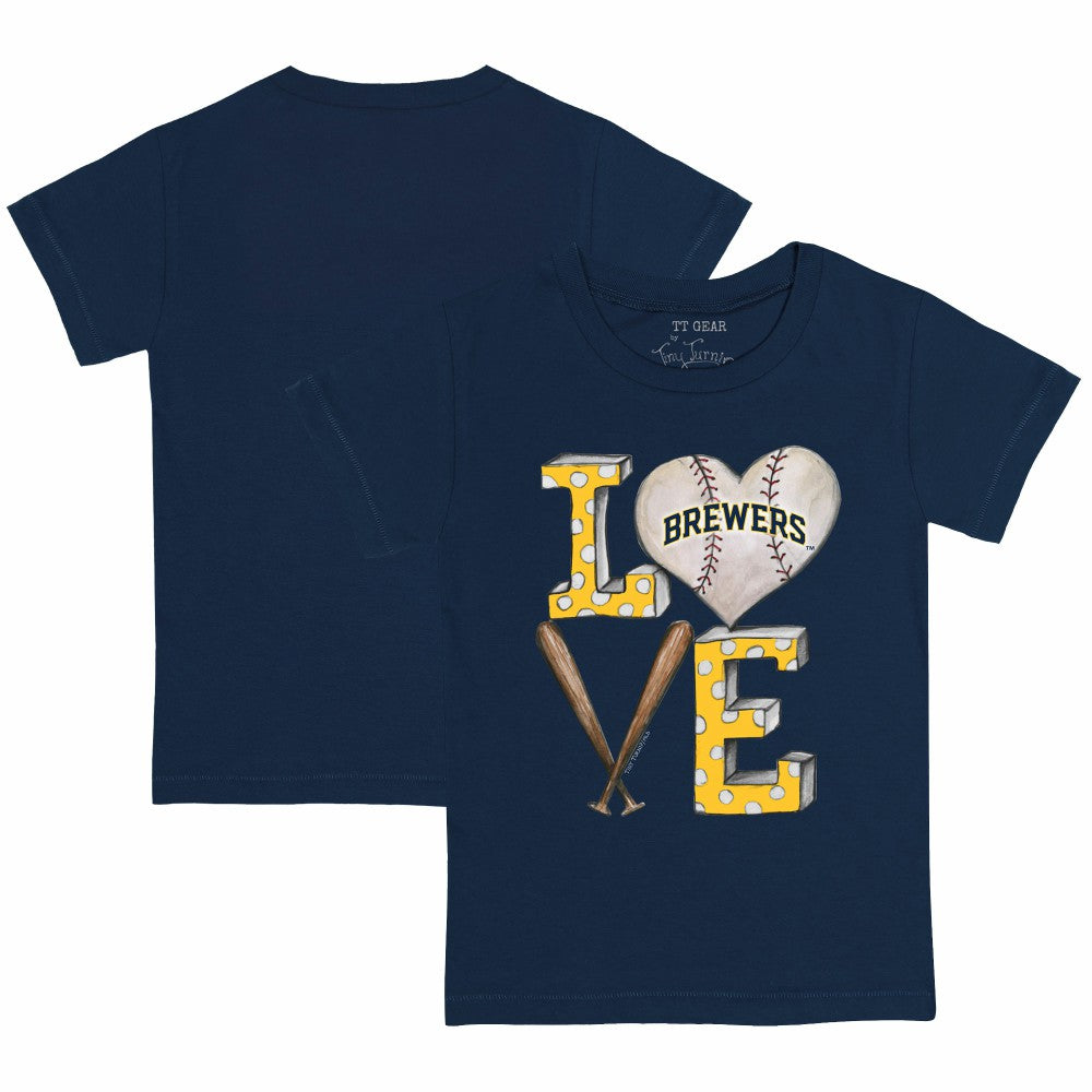 Milwaukee Brewers Tiny Turnip Youth Baseball Love T-Shirt - Navy
