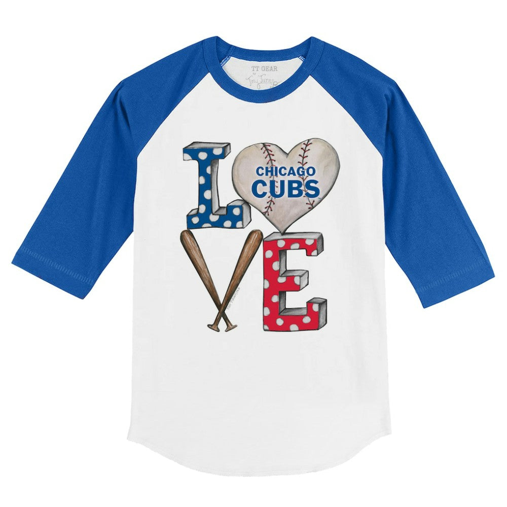 Chicago Cubs Tiny Turnip Youth Baseball Love 3/4-Sleeve Raglan T-Shirt - White/Royal