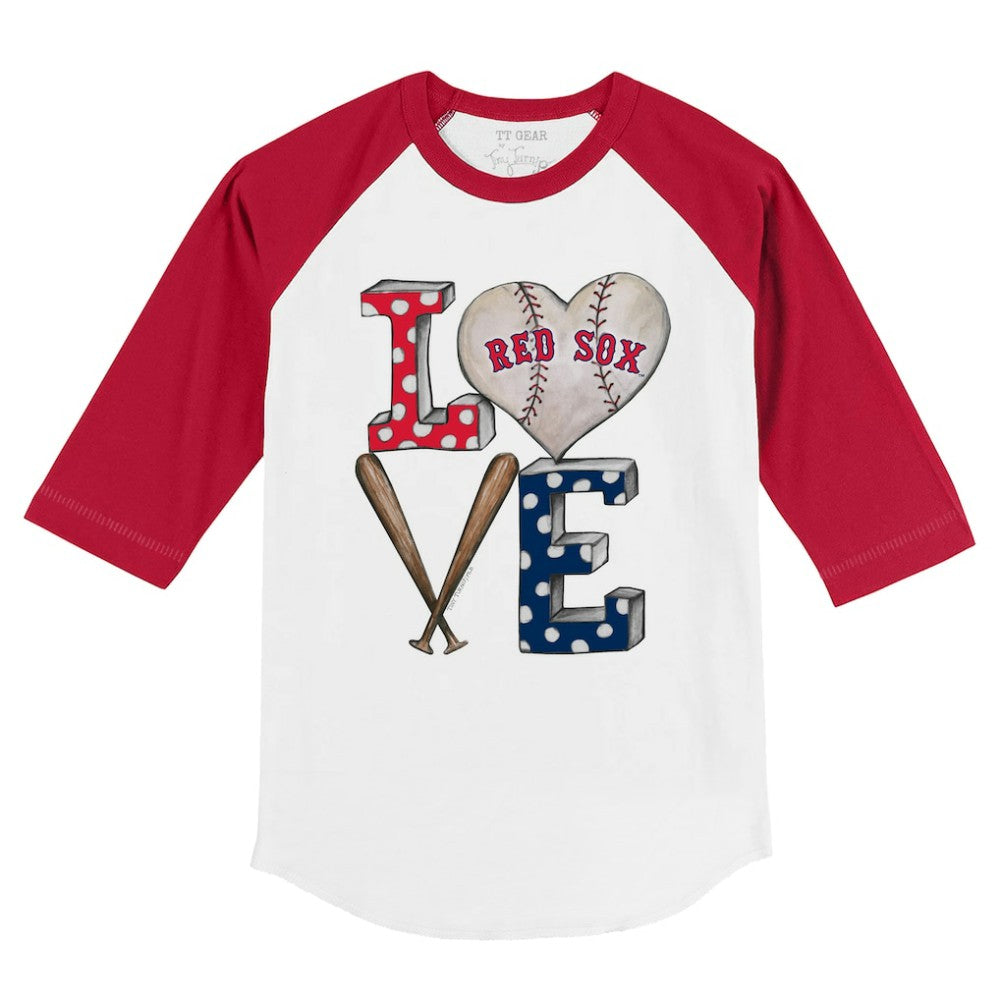 Boston Red Sox Tiny Turnip Youth Baseball Love 3/4-Sleeve Raglan T-Shirt - White/Red