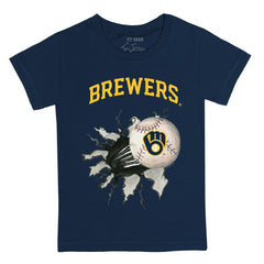 Milwaukee Brewers Tiny Turnip Youth Baseball Tear T-Shirt - Navy