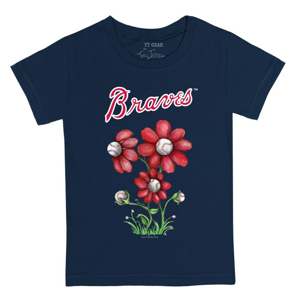 Atlanta Braves Tiny Turnip Youth Blooming Baseballs T-Shirt - Navy
