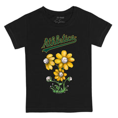Athletics Tiny Turnip Youth Blooming Baseballs T-Shirt - Black