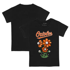 Baltimore Orioles Tiny Turnip Youth Blooming Baseballs T-Shirt - Black