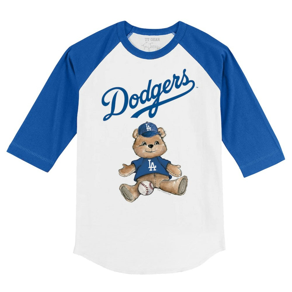 Los Angeles Dodgers Tiny Turnip Youth Teddy Boy 3/4-Sleeve Raglan T-Shirt - White/Royal