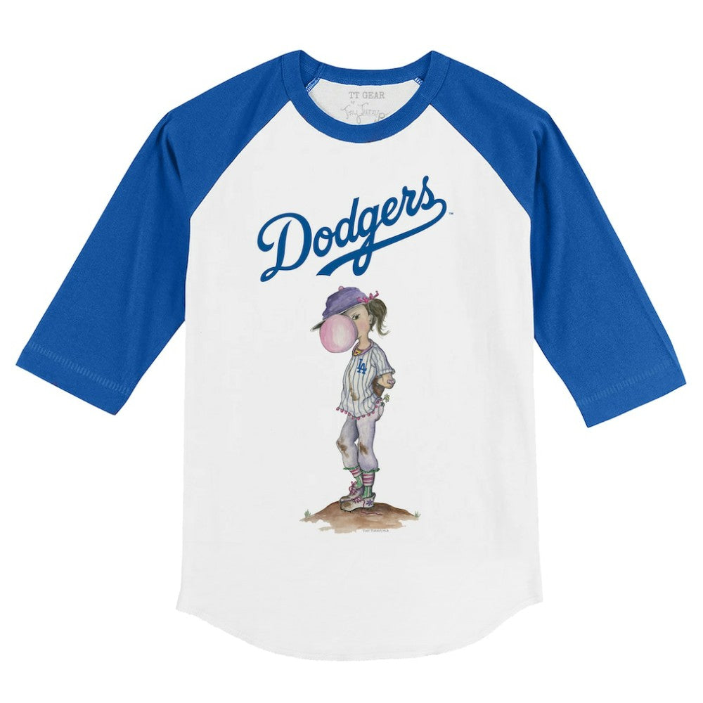 Los Angeles Dodgers Tiny Turnip Youth Bubbles 3/4-Sleeve Raglan T-Shirt - White/Royal