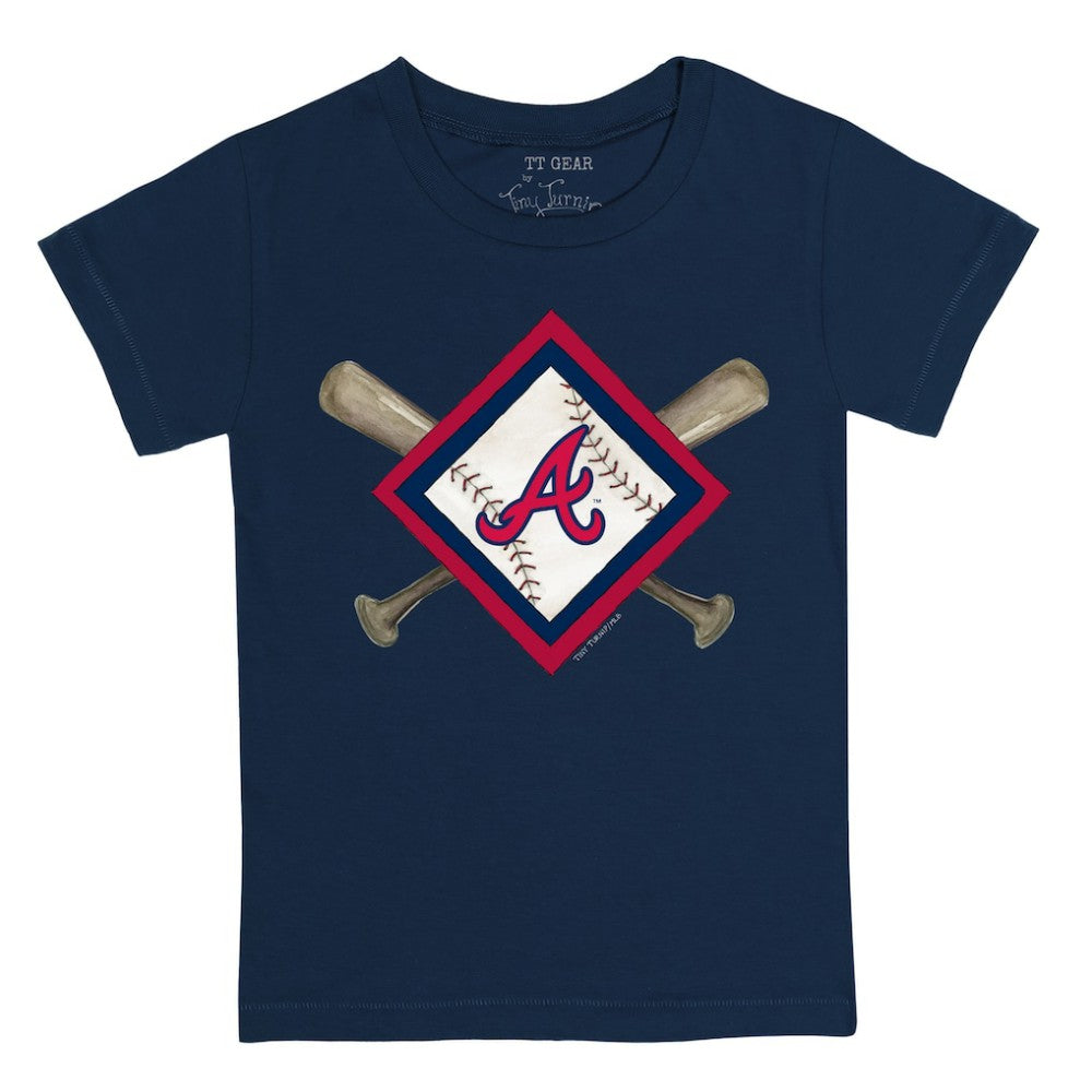 Atlanta Braves Tiny Turnip Youth Diamond Cross Bats T-Shirt - Navy