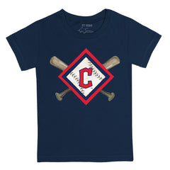 Cleveland Guardians Tiny Turnip Youth Diamond Cross Bats T-Shirt - Navy