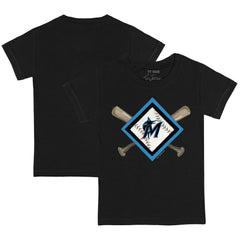 Miami Marlins Tiny Turnip Youth Diamond Cross Bats T-Shirt - Black