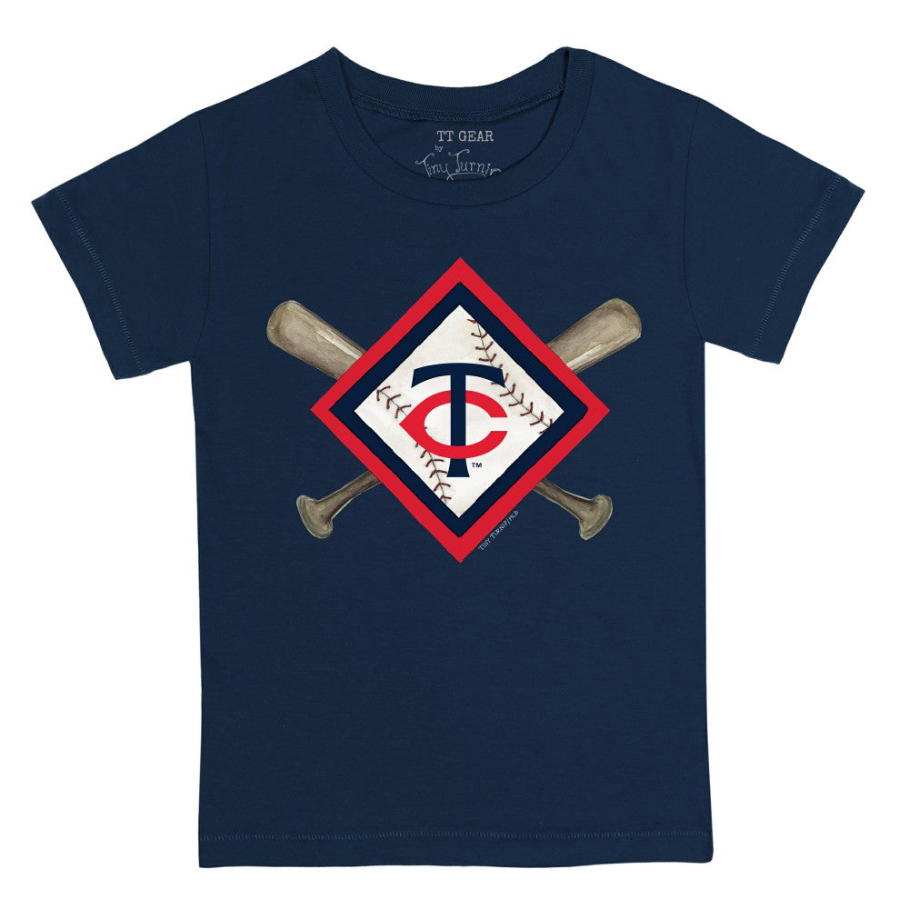 Minnesota Twins Tiny Turnip Youth Diamond Cross Bats T-Shirt - Navy