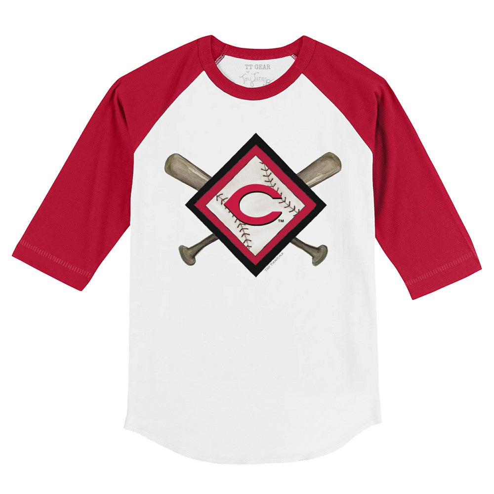 Cincinnati Reds Tiny Turnip Youth Diamond Cross Bats 3/4-Sleeve Raglan T-Shirt - White/Red