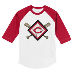 Cincinnati Reds Tiny Turnip Youth Diamond Cross Bats 3/4-Sleeve Raglan T-Shirt - White/Red