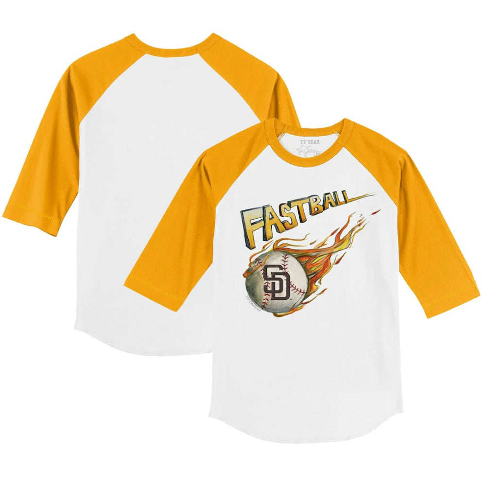 San Diego Padres Tiny Turnip Youth Fastball 3/4-Sleeve Raglan T-Shirt - White/Gold