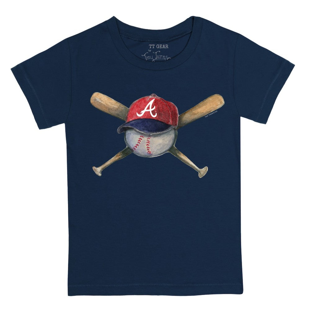 Atlanta Braves Tiny Turnip Youth Hat Crossbats T-Shirt - Navy
