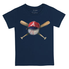 Atlanta Braves Tiny Turnip Youth Hat Crossbats T-Shirt - Navy