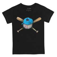 Miami Marlins Tiny Turnip Youth Hat Crossbats T-Shirt - Black