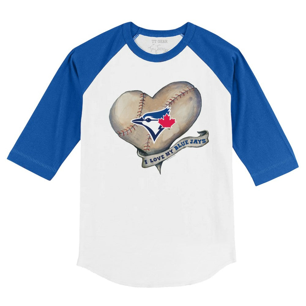 Toronto Blue Jays Tiny Turnip Youth Heart Banner 3/4-Sleeve Raglan T-Shirt - White/Royal