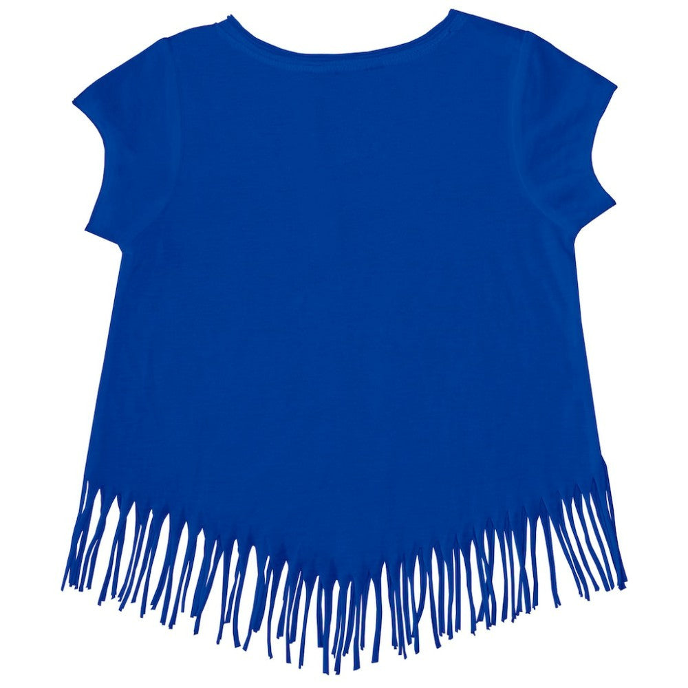 Chicago Cubs Tiny Turnip Girls Youth Heart Bat Fringe T-Shirt - Royal