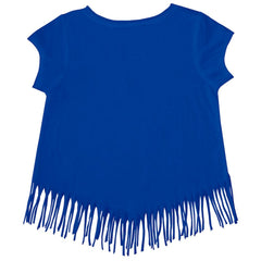 Chicago Cubs Tiny Turnip Girls Youth Heart Bat Fringe T-Shirt - Royal