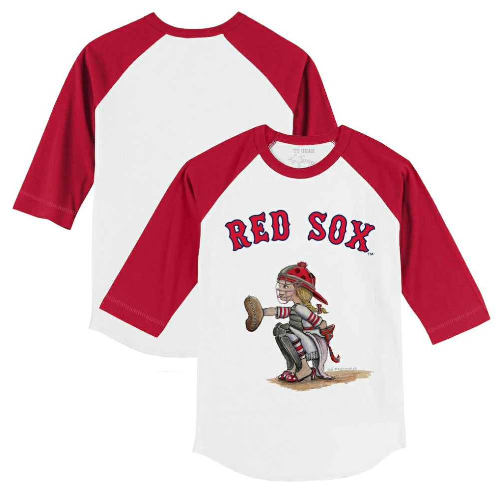 Boston Red Sox Tiny Turnip Youth Kate 3/4-Sleeve Raglan T-Shirt - White/Red