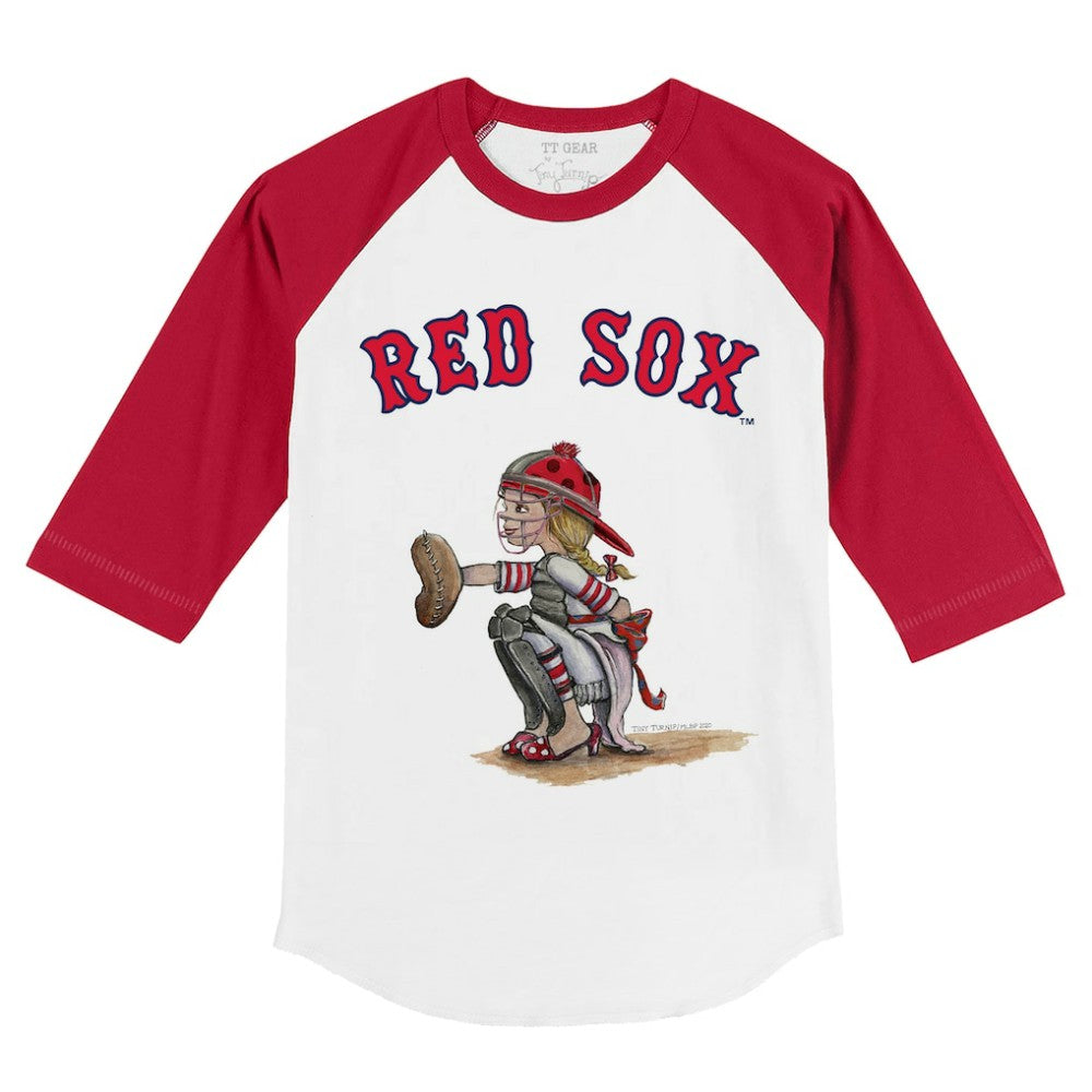 Boston Red Sox Tiny Turnip Youth Kate 3/4-Sleeve Raglan T-Shirt - White/Red