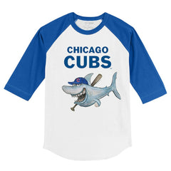 Chicago Cubs Tiny Turnip Youth Shark 3/4-Sleeve Raglan T-Shirt - White/Royal