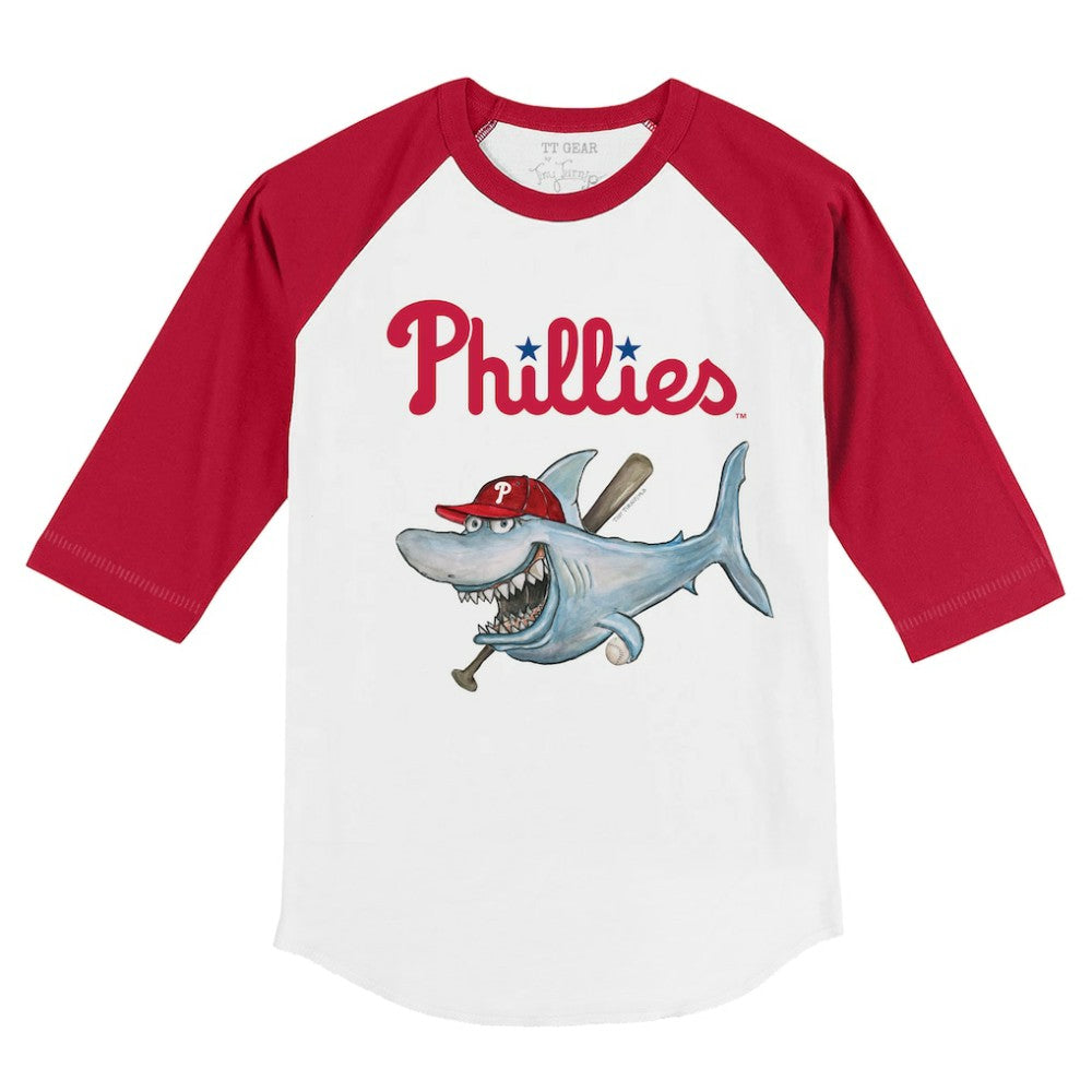 Philadelphia Phillies Tiny Turnip Youth Shark 3/4-Sleeve Raglan T-Shirt - White/Red