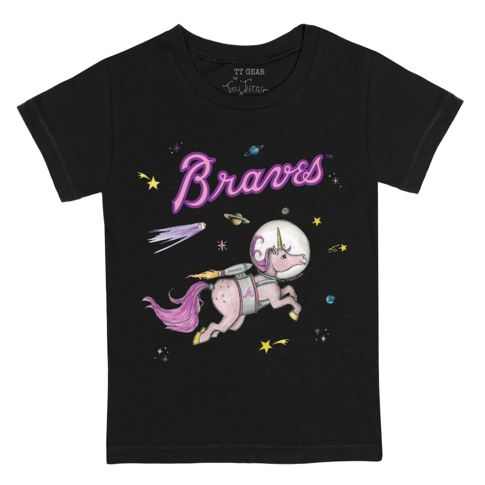 Atlanta Braves Tiny Turnip Youth Space Unicorn T-Shirt - Black