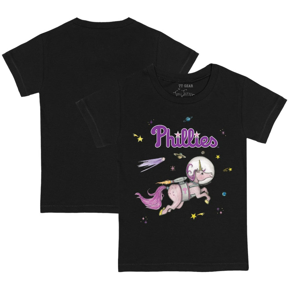 Philadelphia Phillies Tiny Turnip Youth Space Unicorn T-Shirt - Black
