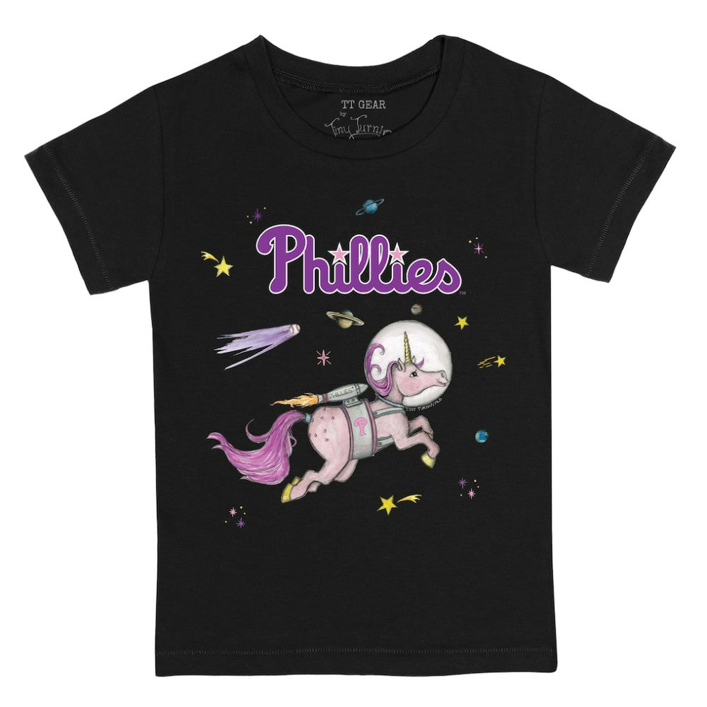 Philadelphia Phillies Tiny Turnip Youth Space Unicorn T-Shirt - Black